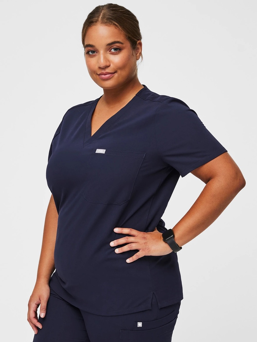 Figs Navy Catarina V-Neck Scrub Top - Women's Short Sleeve NWT